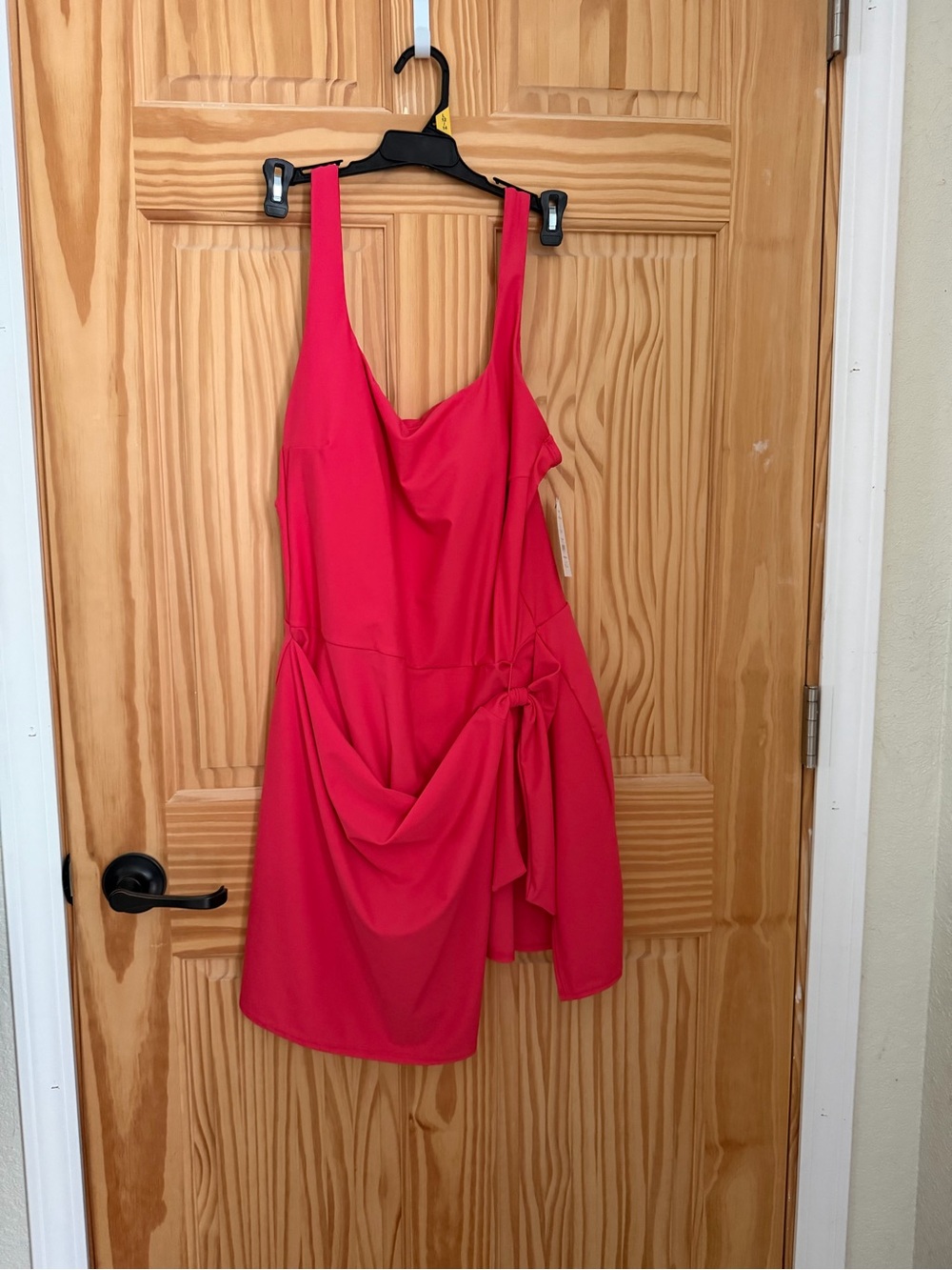 Time and Tru Red Draped One-Piece Swimdress with Tie Detail NWT new with tags